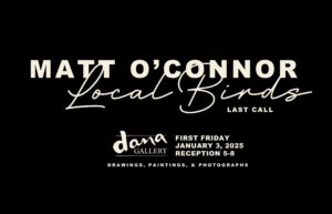 Matt O'Connor Exhibit, Local Birds Last Call, at Dana Gallery, January 2025