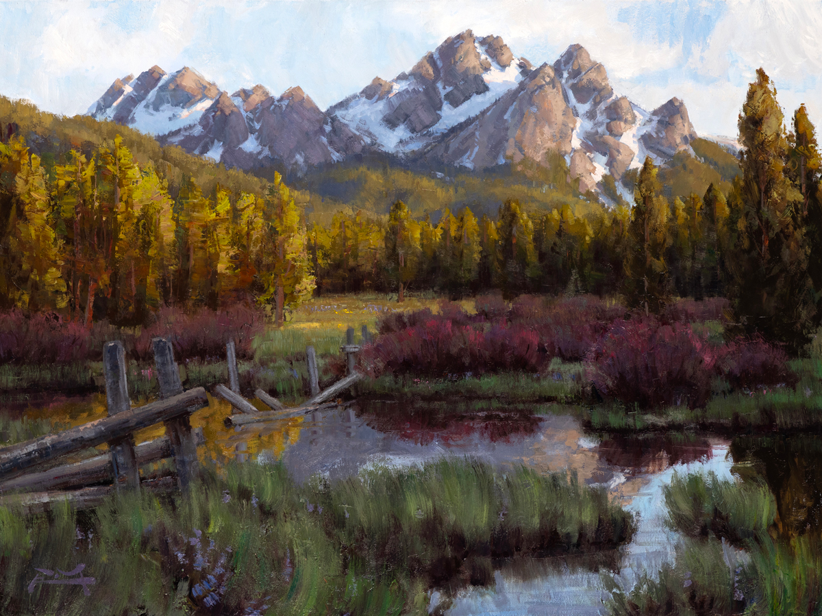 SOLD Peaceful Pastures Painting Available for Purchase by Robbie Moore, Western Artist at Dana Gallery in Missoula Montana