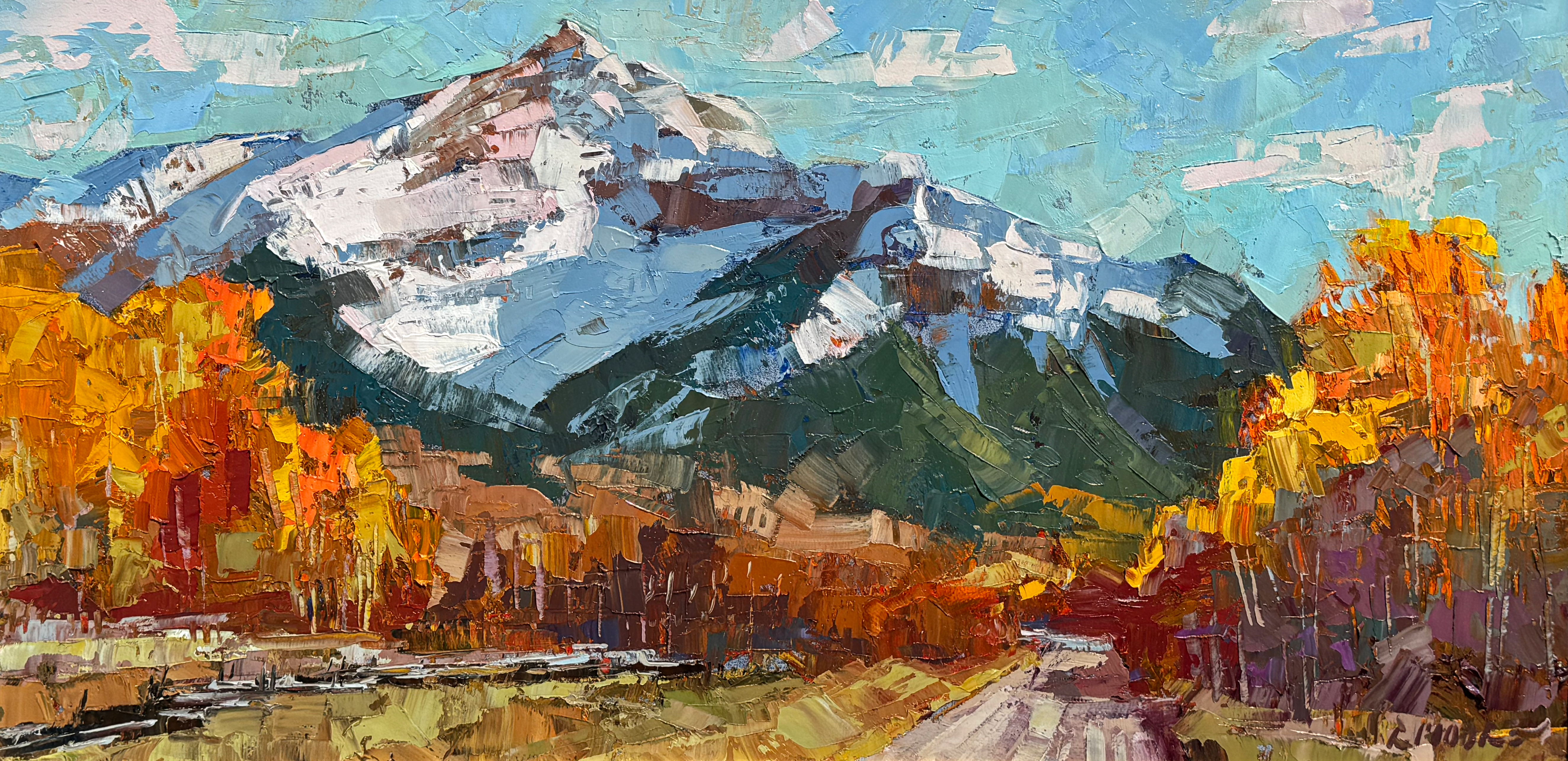 SOLD Rocky Mountain Road Painting by Robert Moore, Dana Gallery Artist