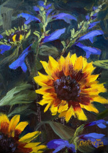 Sunflowers and Salvia