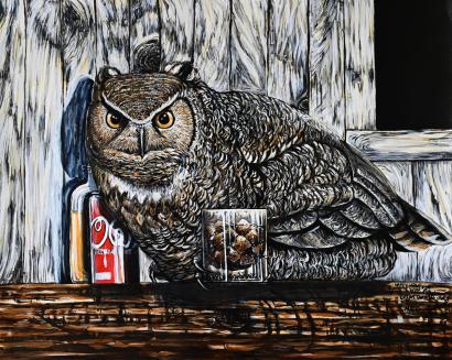 Happy Hour with a Great Horned Owl